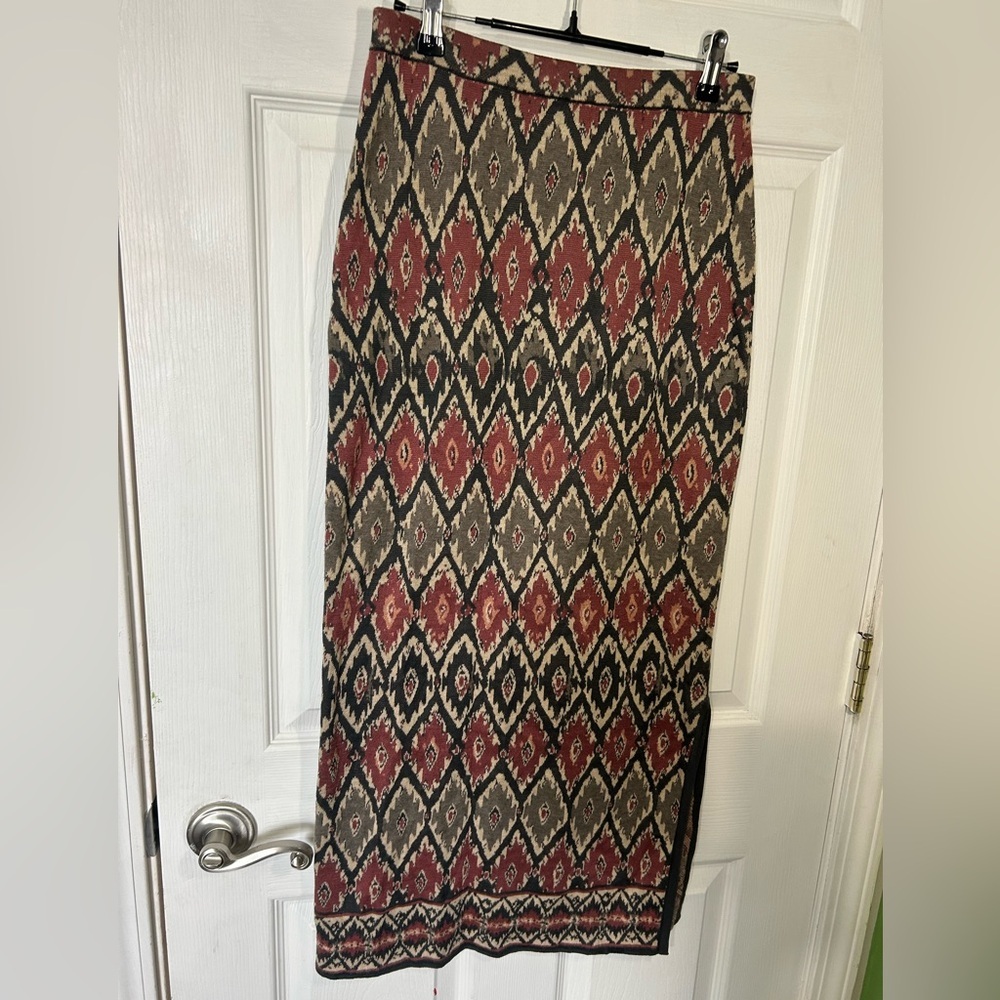 Peruvian Connection Pima Cotton Knit Skirt geometric ikat pattern Size Small - Picture 3 of 13
